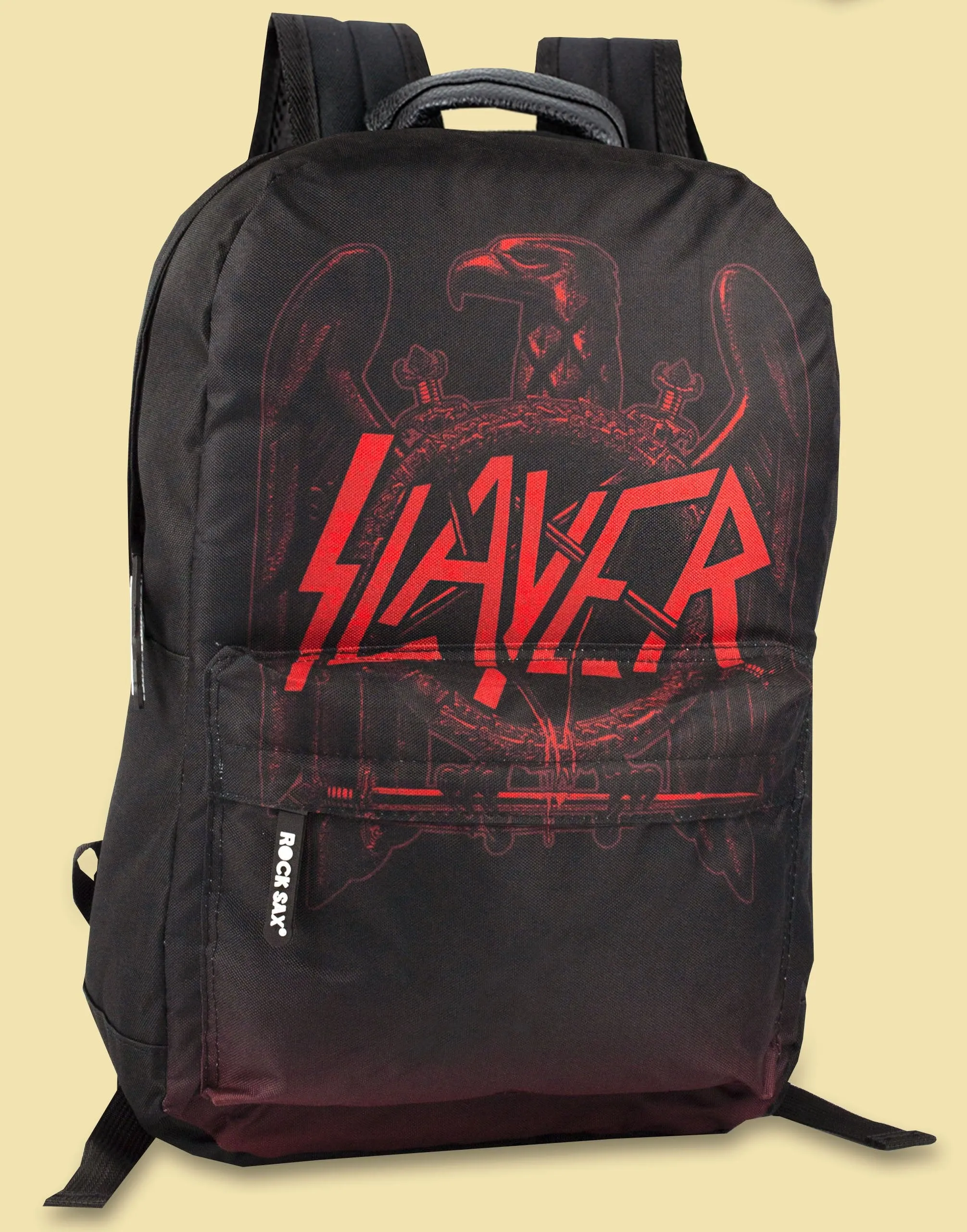 Rock Sax Slayer Red Logo Print Eagle Backpack