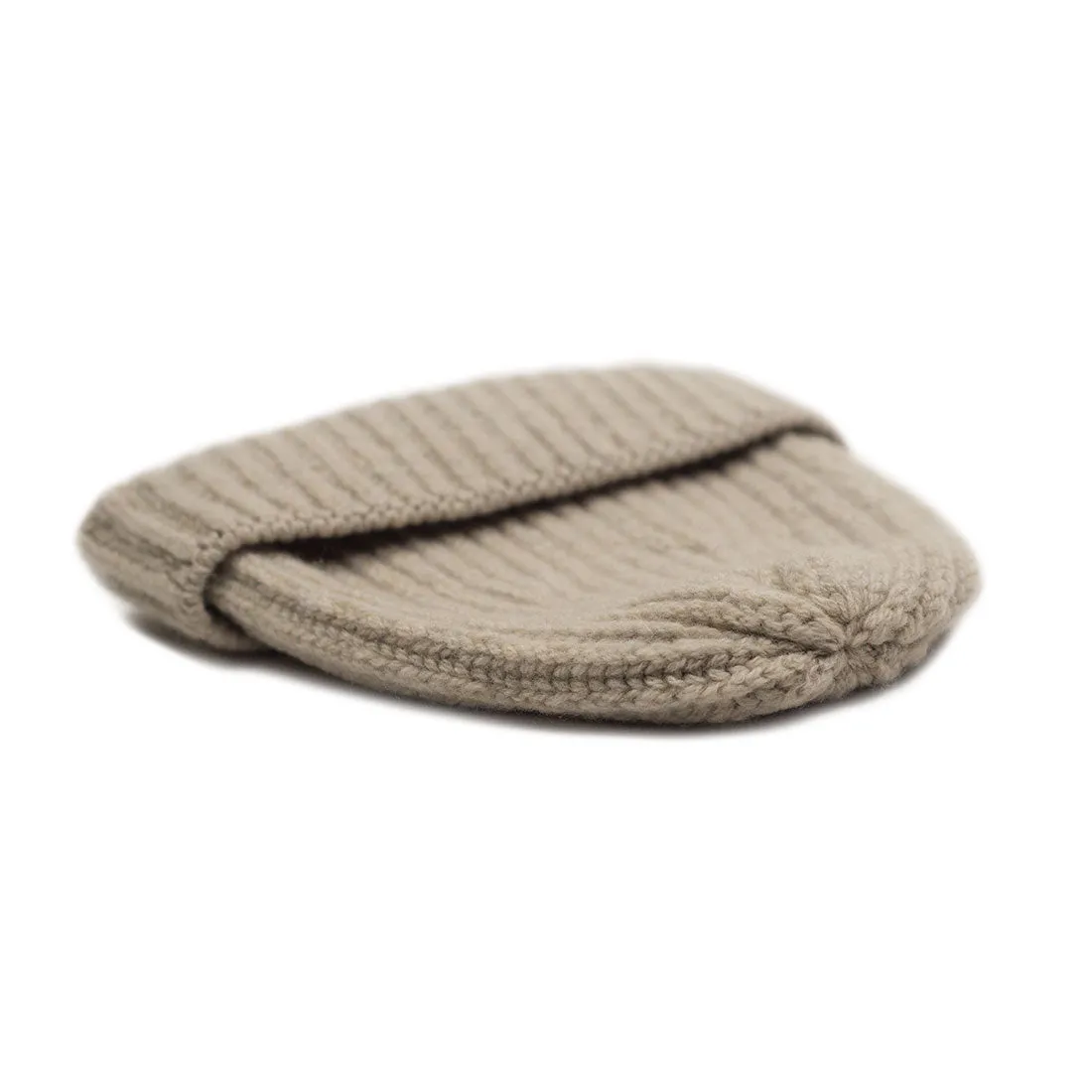 Sabbia light beige classic ribbed fisherman merino wool hat (restock)