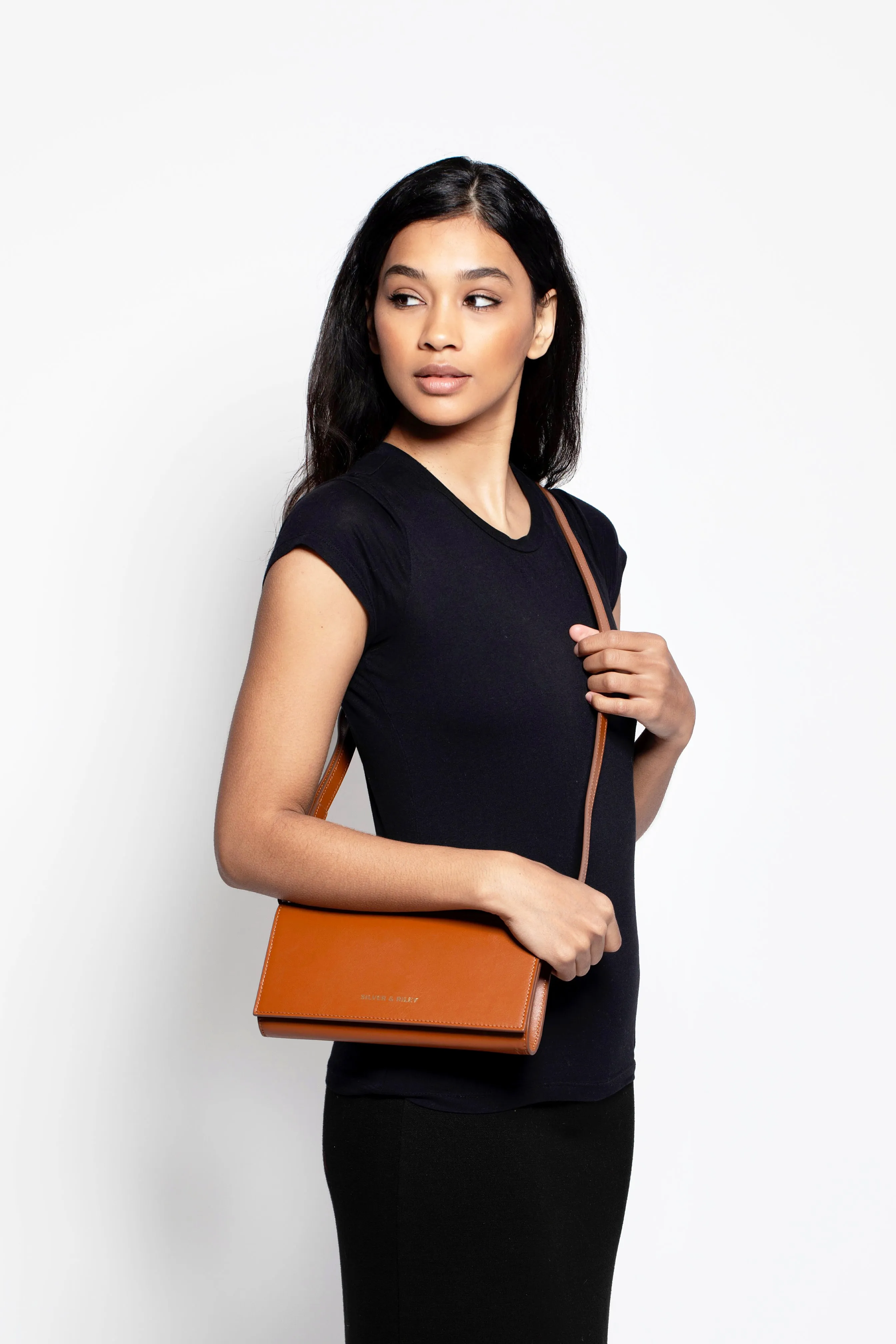 SSW - Durban Convertible Crossbody and Clutch Leather Bag in Caramel