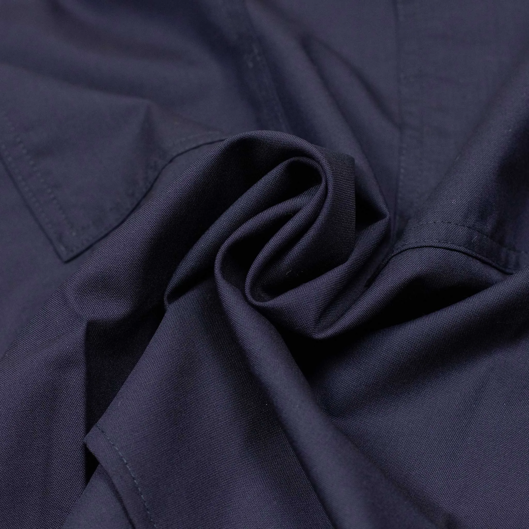 Vintage popover zip shirt in dark navy Italian tropical wool