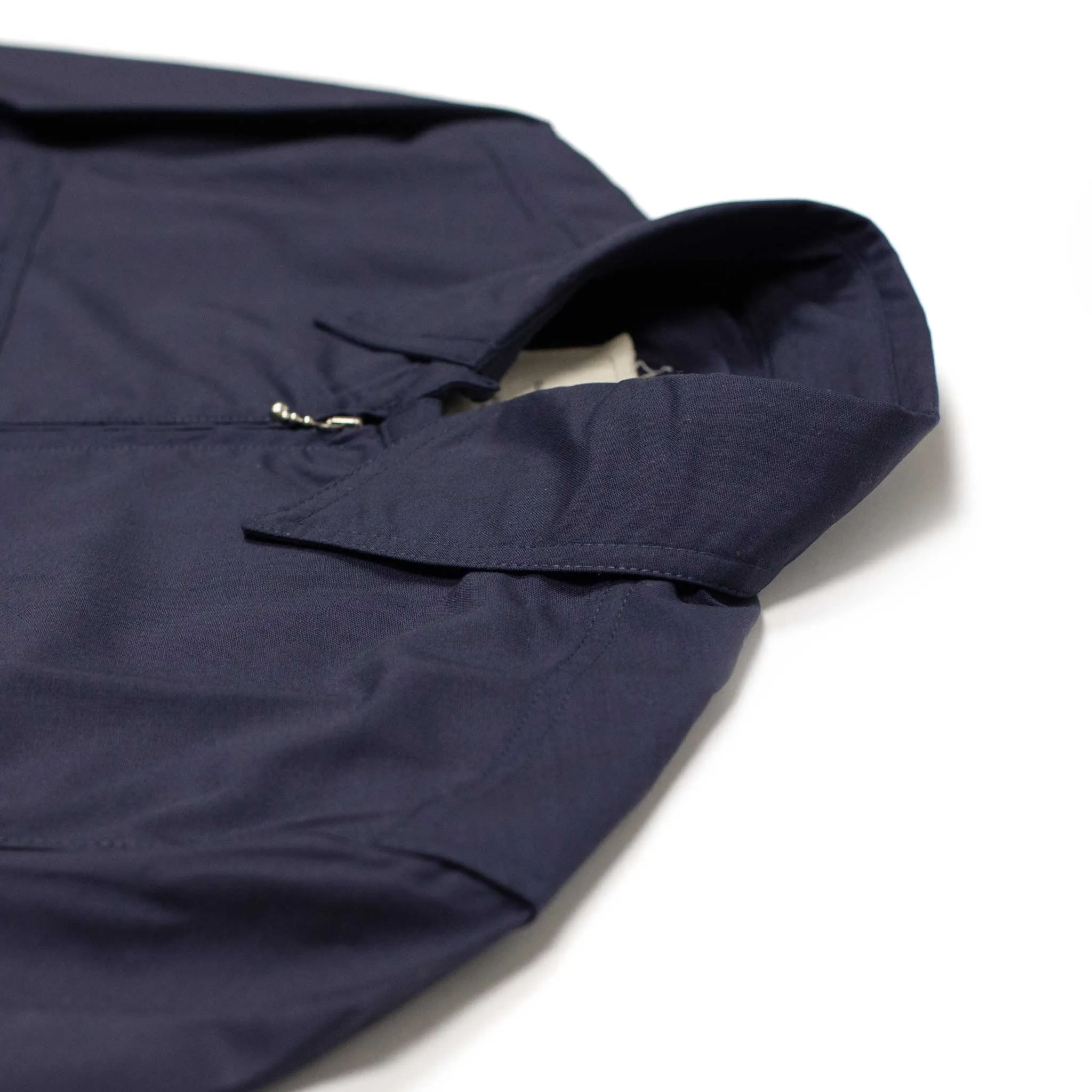 Vintage popover zip shirt in dark navy Italian tropical wool