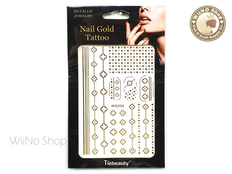 WG008 Gold Metallic Nail Jewelry Tattoos - 1 pc