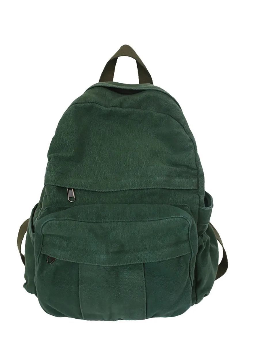 Women Casual Solid Canvas Large Capacity Backpack